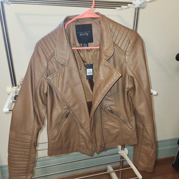 Tan Faux Leather Jacket - Picture 1 of 1